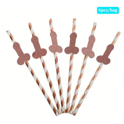 Paper Straws with Glitter Penis ( 6Pk )