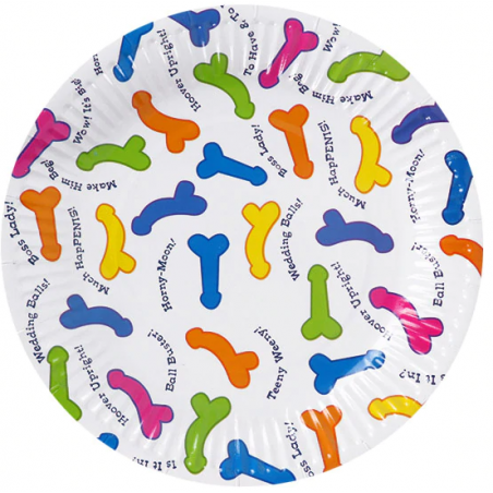 Penis Printed Paper Plates (6Pk)