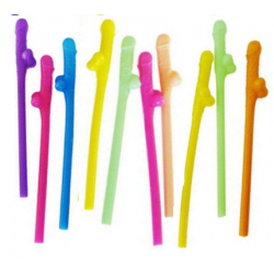 Mixed Coloured Penis Straws (10Pk)
